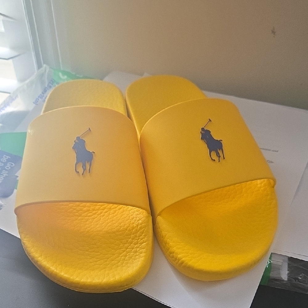 Polo by Ralph Lauren Yellow Slides with Blue Logo